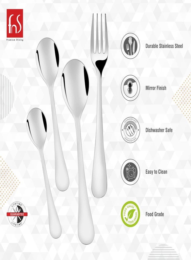 FnS Victoria Stainless Steel Cutlery Set with Stand - 24 Pieces, Includes 6 Dinner Spoons, 6 Dinner Forks, 6 Tea Spoons, 6 Baby Spoons, Elegant Design, Durable Stainless Steel Finish - Image 4